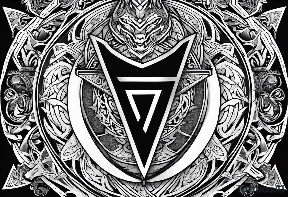 Valhalla sword shield dragon axe Valknut tattoo idea