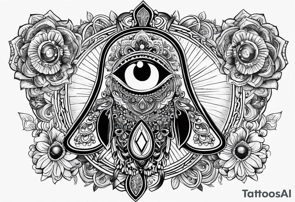 Hamsa, evil eye and ankh tattoo idea
