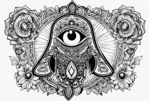 Hamsa, evil eye and ankh tattoo idea