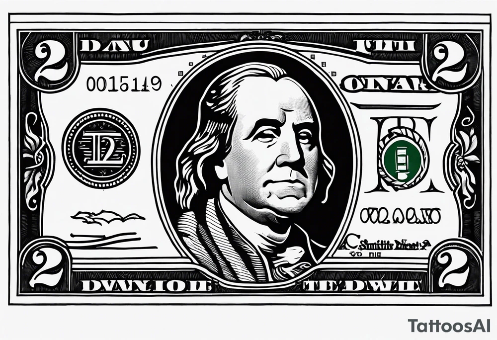 2 dollar bill flowing tattoo idea