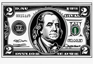 2 dollar bill flowing tattoo idea