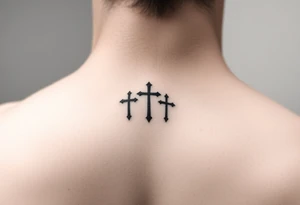 3 simple cross side by side on top of the 4th finger. elegant, simple.
Use simple t that are simple lines, like a micro tattoo. no complicated designs or lines tattoo idea