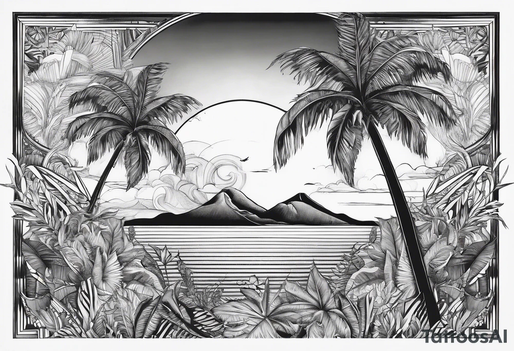 palm tree but switch leaves with human hands tattoo idea