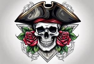 pirate skull with rose tattoo idea