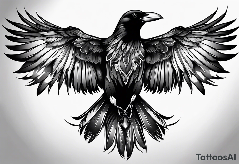 crow with open wings, only conturs tattoo idea