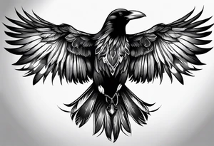 crow with open wings, only conturs tattoo idea
