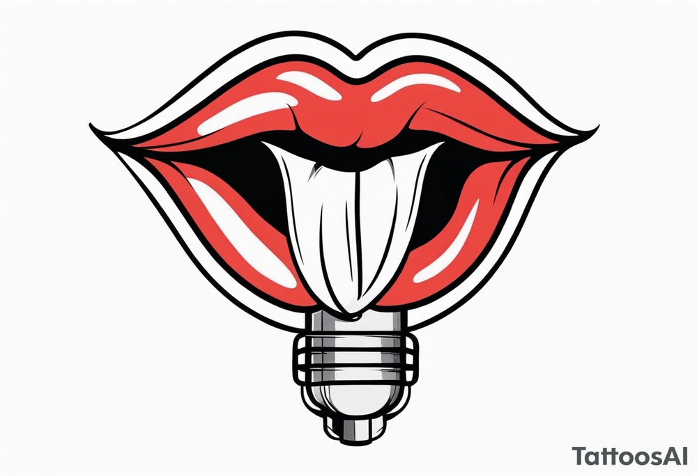 lips singing old school vintage traditional tattoo idea