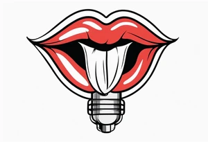 lips singing old school vintage traditional tattoo idea