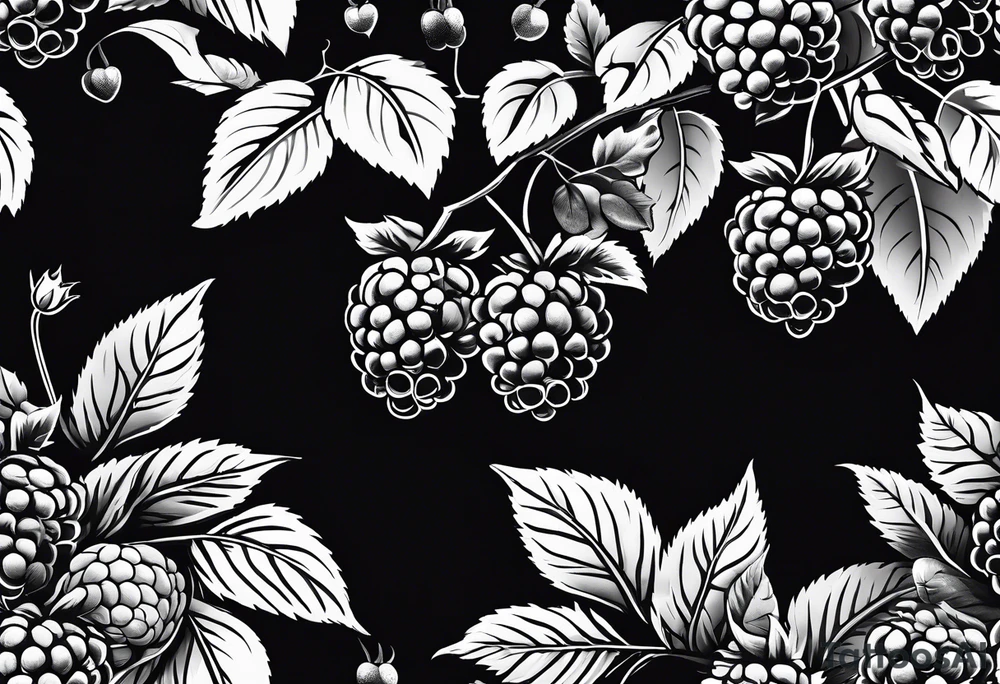 a minimalist raspberry bush that would go vertical down the leg tattoo idea