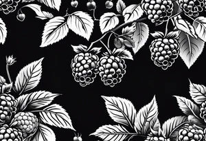 a minimalist raspberry bush that would go vertical down the leg tattoo idea
