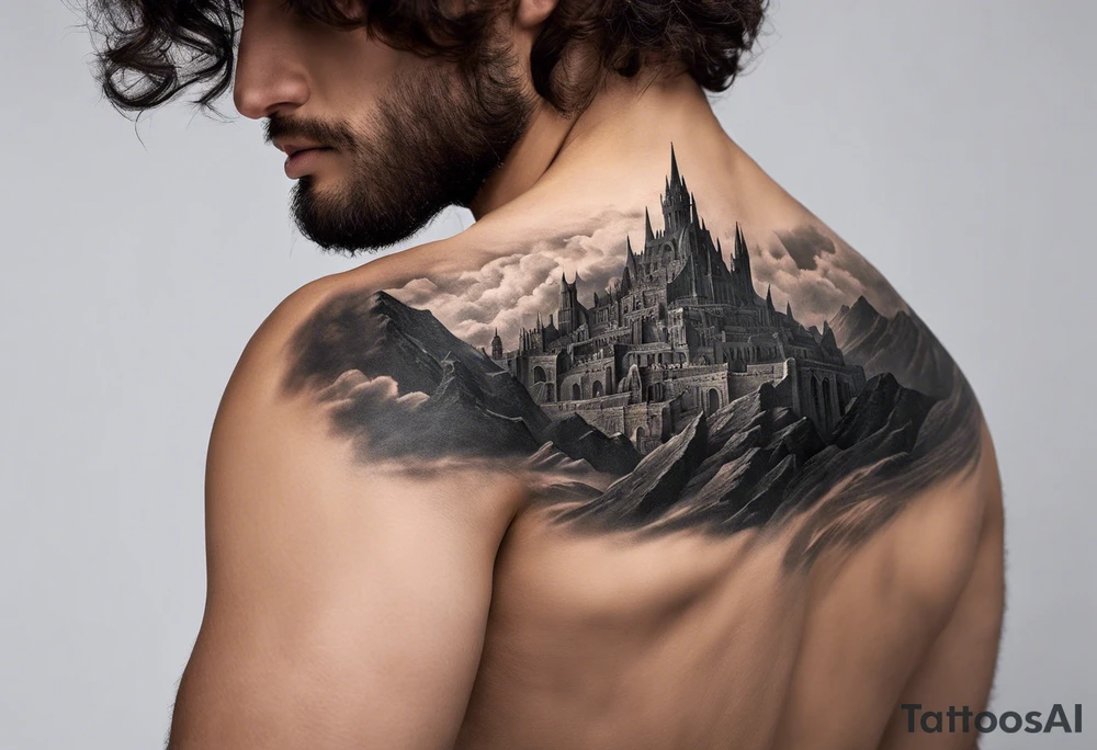 Sure, here's the revised description with those specific elements included:

---

**Tattoo Description:**

**Design:** Black and gray detailed illustration.
**Location:** Bicep and upper arm.
**Concept:** Scene from Dante's Inferno, inspired by Gustave Doré's illustrations.

**Details:**

1. **Main Elements:**
   - A dark, dense forest with towering trees and an eerie atmosphere.
   - Dante and Virgil, blacked out, standing at the entrance of a dark cave, symbolizing the descent into hell.
   - Rugged, detailed rocks surrounding the cave entrance.
   
2. **Style:**
   - Detailed line work capturing the intricate details of the forest, rocks, and figures.
   - Black and gray shading to create depth and contrast, emphasizing the darkness and foreboding nature of the scene.
   - The overall design symbolizes the dark and treacherous journey into hell, as depicted in Dante's Inferno.

**Overall Feel:**
   - A haunting and dramatic scene that evokes the mysterious and ominous journey through Dante's Inferno.

---

This version ensures that all specified elements are included and provides a clear and concise vision for your tattoo artist. tattoo idea