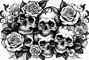 tattoo with devil, roses and skulls for the chest tattoo idea