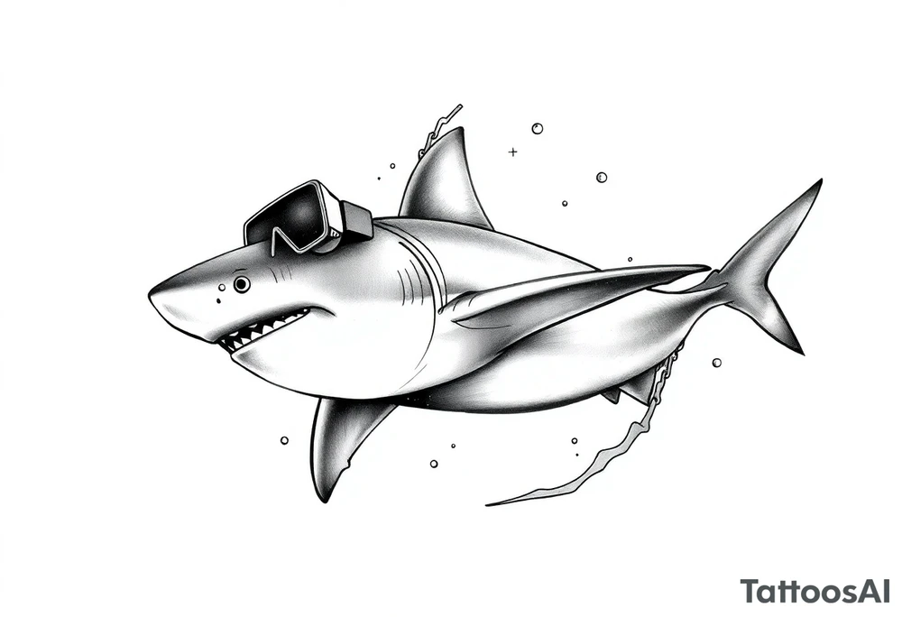 shark scuba diving tattoo idea