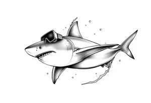 shark scuba diving tattoo idea