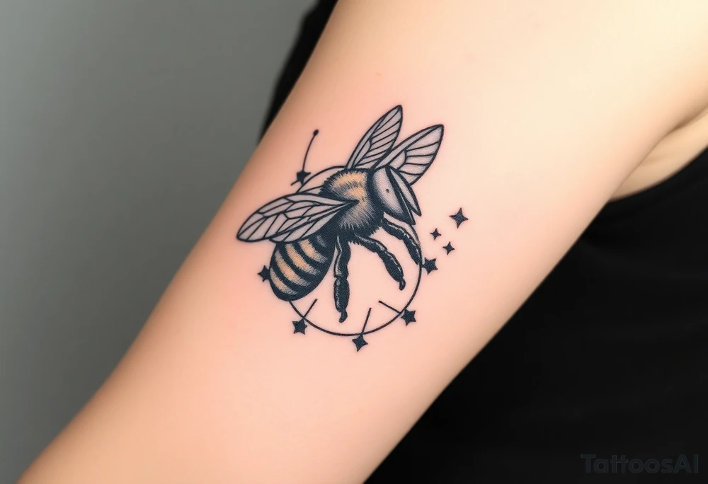 bee with a pilots hat flying next to a cessna tattoo idea