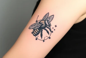 bee with a pilots hat flying next to a cessna tattoo idea