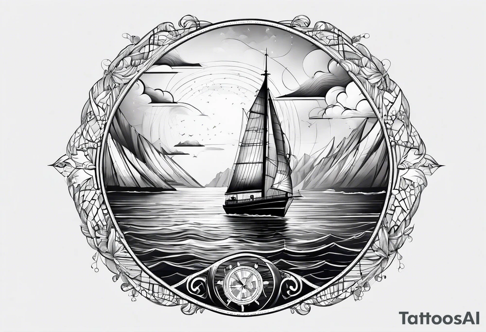 phare maritime dans un bateau a voiles. tattoo idea