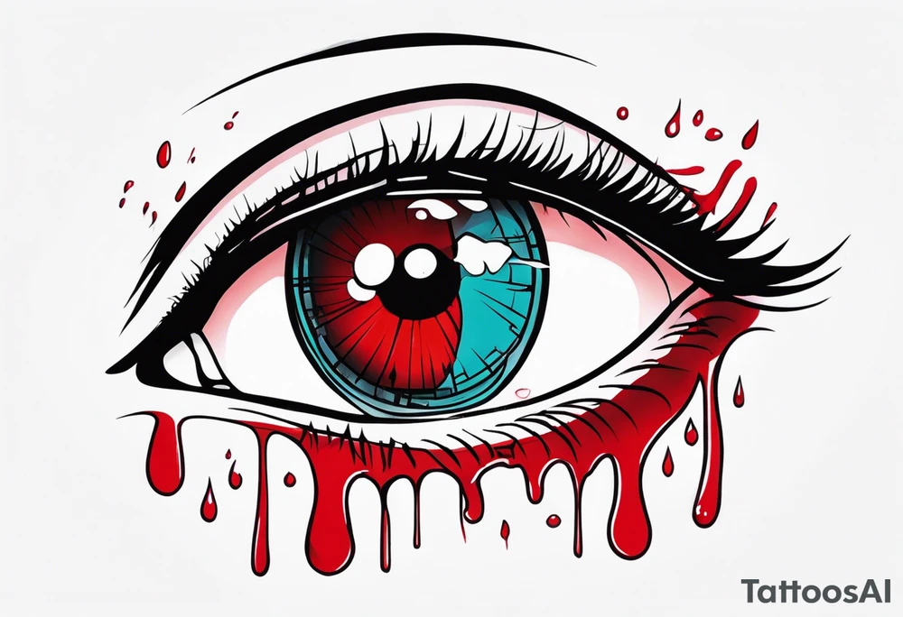 Bloody tears flow from eye tattoo design tattoo idea