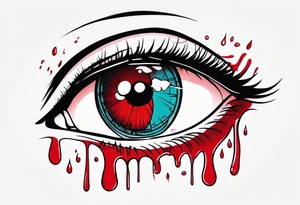 Bloody tears flow from eye tattoo design tattoo idea