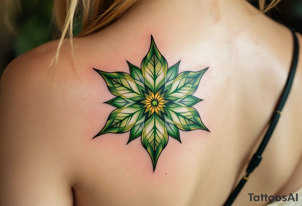A si green eight-pointed star tattoo radiates growth, harmony, and connection to nature. tattoo idea