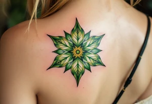 A si green eight-pointed star tattoo radiates growth, harmony, and connection to nature. tattoo idea