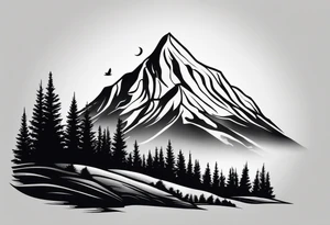 Small
One Mountain peak
Pine tree
Silhouette tattoo idea