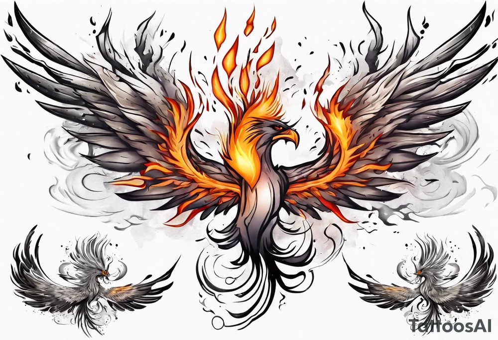 Phoenix bursting out of ashes tattoo idea