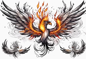 Phoenix bursting out of ashes tattoo idea