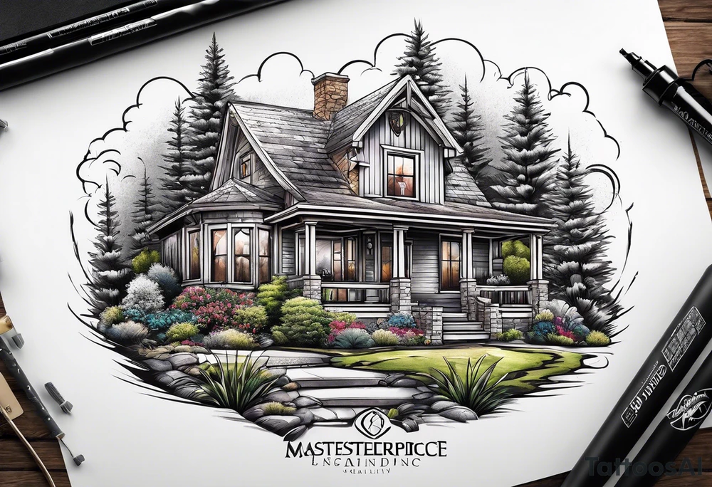 Landscaping with sprinklers tattoo idea