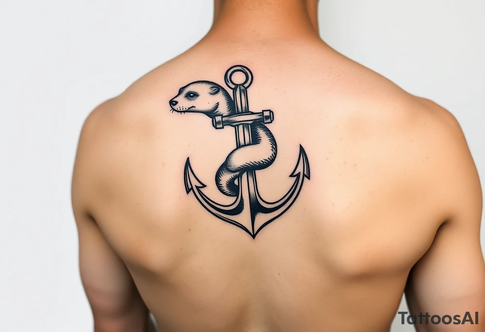 Weasel wrapped around anchor tattoo idea