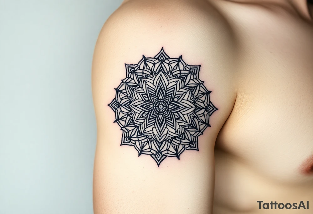 intricate mandala with sacred geometry and cosmic elements tattoo idea