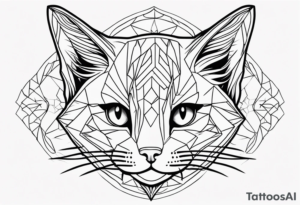 Thin line drawing of mineki neko tattoo idea