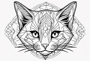 Thin line drawing of mineki neko tattoo idea