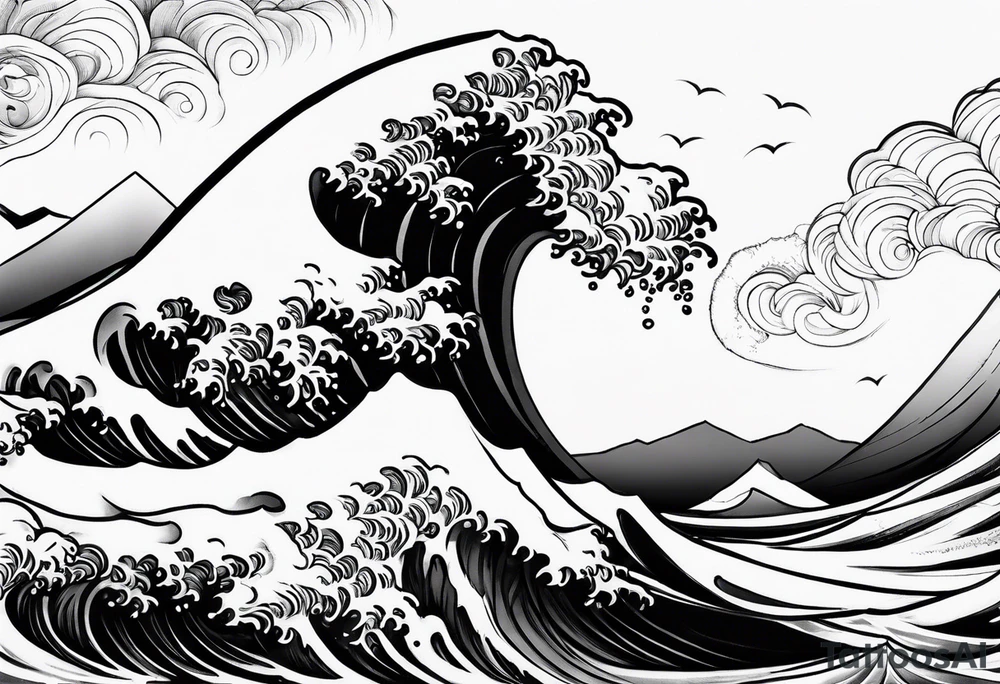 TIDAL WAVE OVER A MOUNTAIN tattoo idea