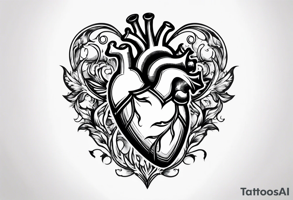 heart on fire tattoo idea