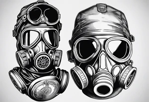 Gas mask x-ray skelton with body make it look masculine and scary and medical field tattoo idea