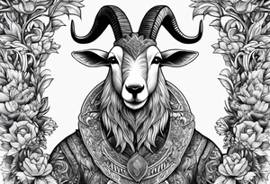Shoulder/chest tattoo that is Half Goat, Half Kangaroo and has a Yemeni Dagger tattoo idea