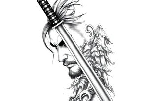 Japanese katana, cutting mountains tattoo idea