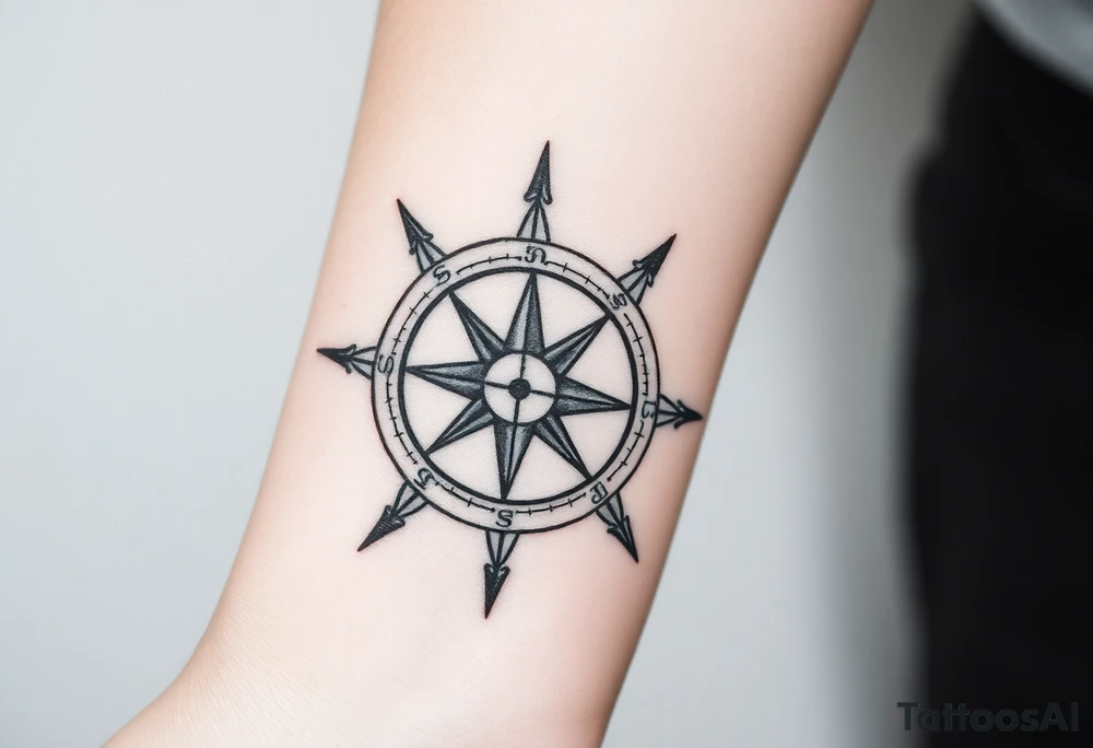 Half star half compass pirate life tattoo idea