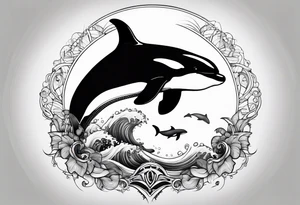 Orca whale mixed with lion tattoo idea