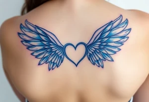 Angel wings, blue, heart, love tattoo idea