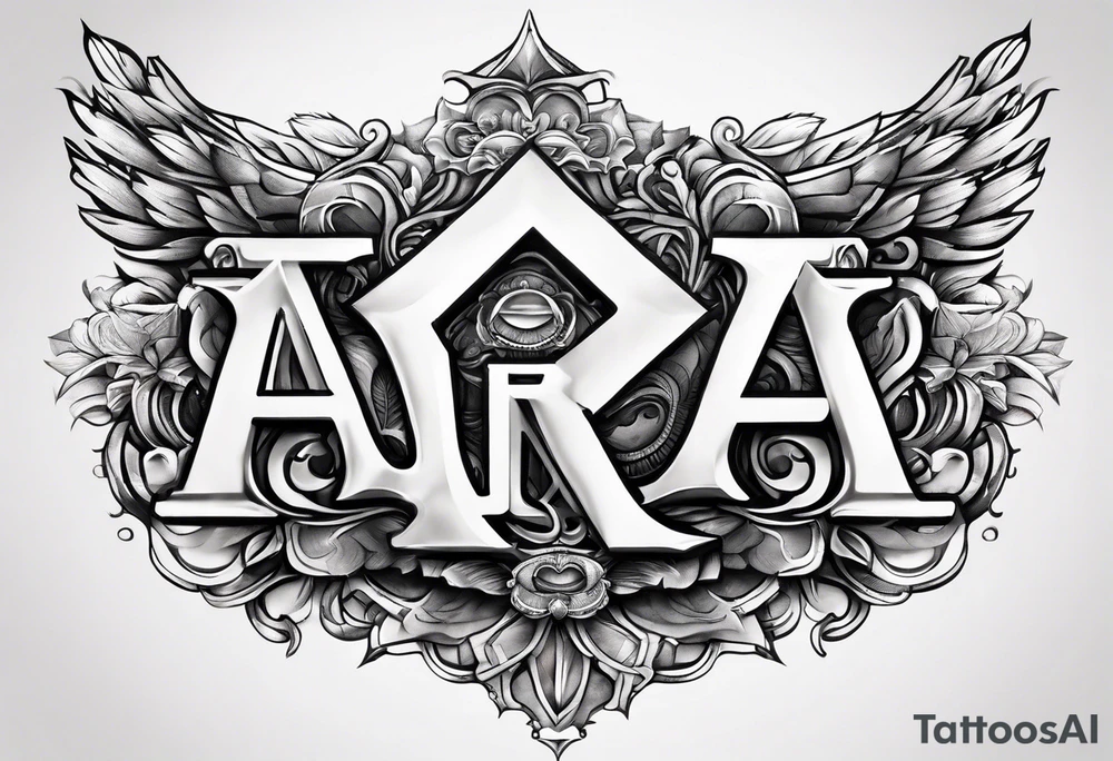 the letters A R in the middle of a headband tattoo idea