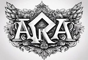 the letters A R in the middle of a headband tattoo idea
