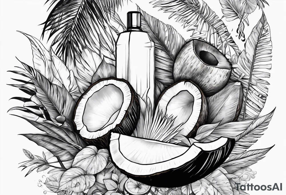 coconut split open tattoo idea