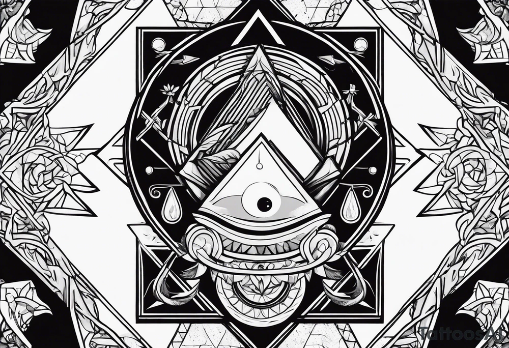 a bunch of ocultism signs tattoo idea