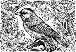 bird swirls tattoo idea