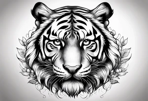 powerful mysterious tiger, full body tattoo idea