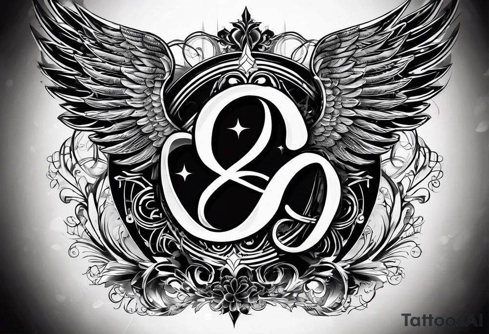 Infinity sign dates January 1, 1959 to February 2, 2016 and angle wings in the background tattoo idea