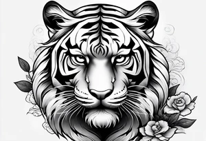 Asian style tiger for a forearm half sleeve, clouds tattoo idea