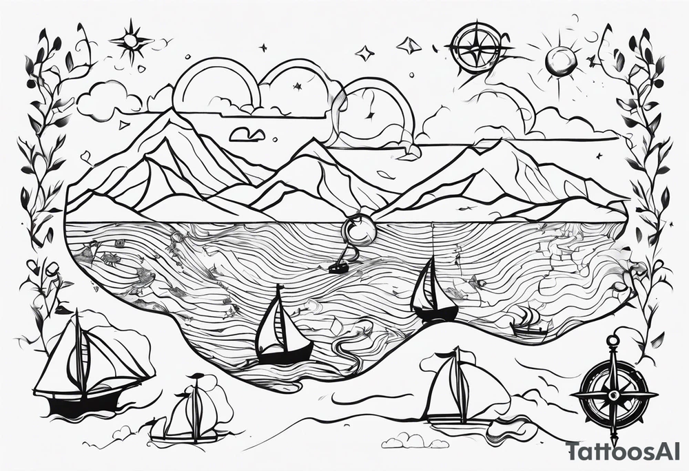treasure hunt map tattoo idea